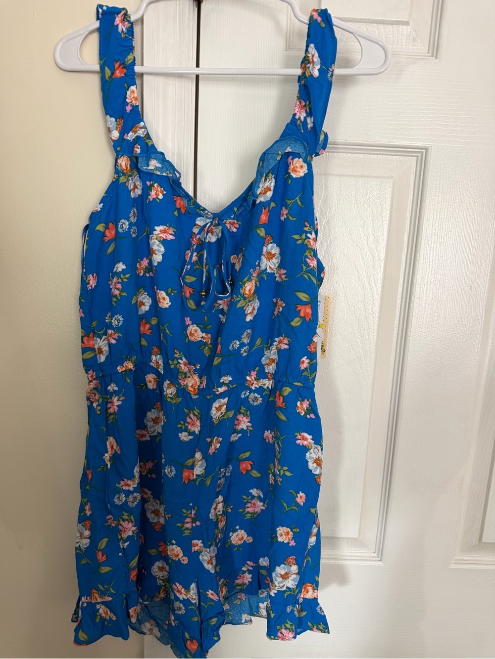 BeBop Bright Blue Floral Sundress Romper